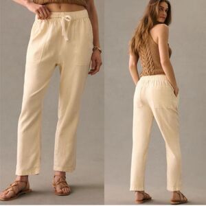 ANTHROPOLOGIE PILCRO Linen Drawstring Relaxed Slouchy Fit Pants Cream Women’s S